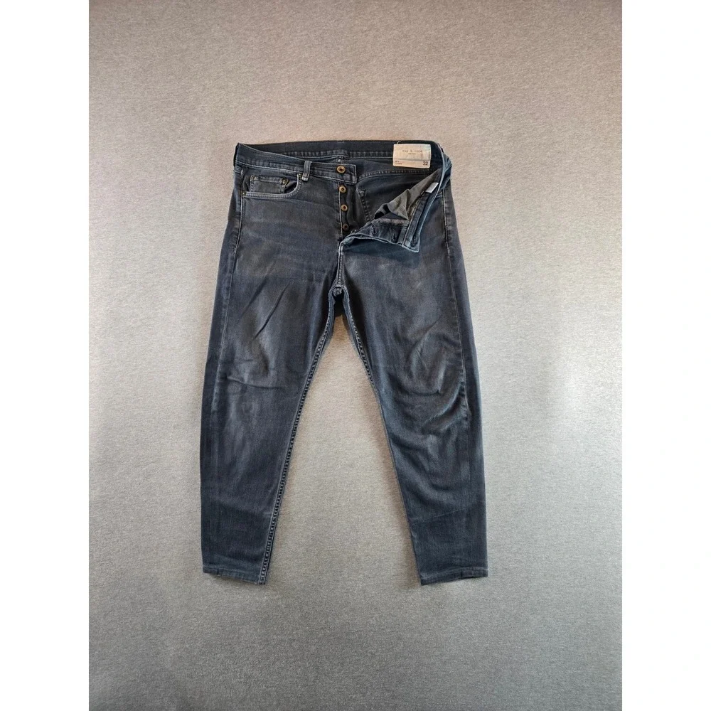 Rag & Bone Fit 3 Classic Jeans Mens 34W Minna Gray Cropped Distressed Button Fly
